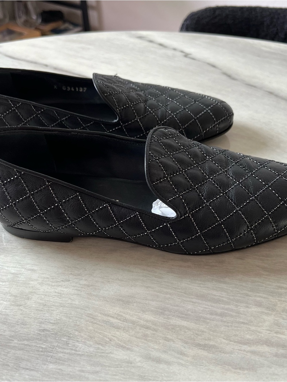 Chanel Black Zigzag & Contrast Diamond Moccasin Loafers - Picture 3 of 11